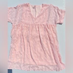 Shein pastel baby pink babydoll dress, Pom Pom fabric, size 18